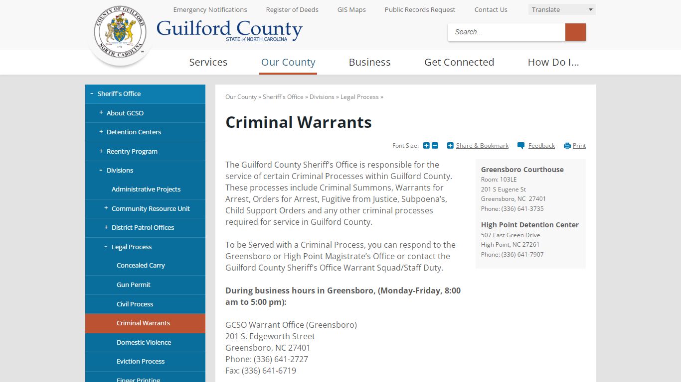 Criminal Warrants | Guilford County, NC